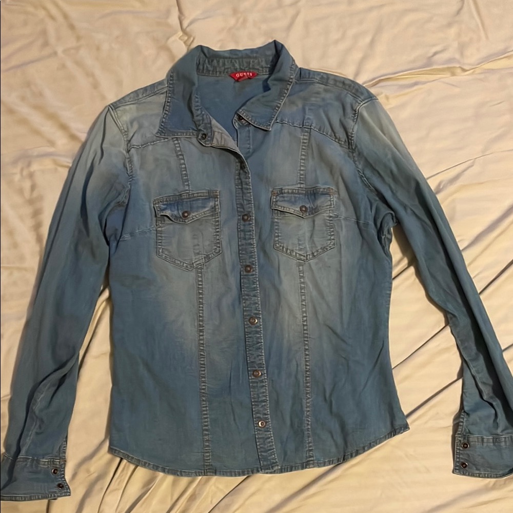 Guess  Light Blue Cotton Denim Shirt